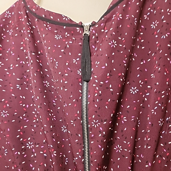 Maternity top short sleeve Burgendy print self tie back zip "Motherhood" Small - Picture 3 of 10